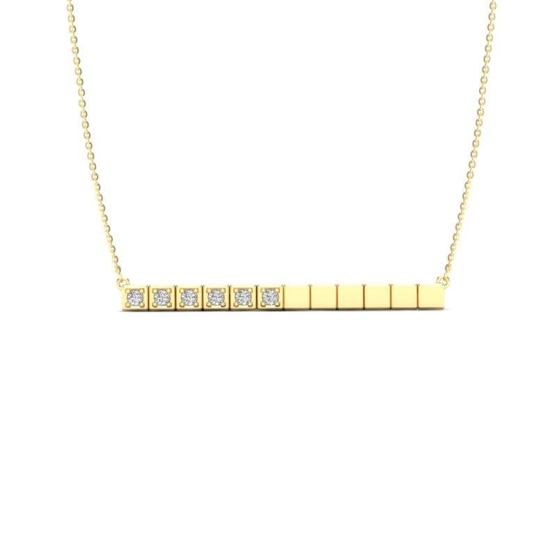 14K Rose Gold Modern Bar Diamond Pendant Necklace For Sale 1