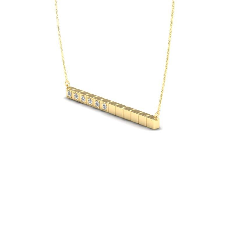 14K Rose Gold Modern Bar Diamond Pendant Necklace For Sale 2