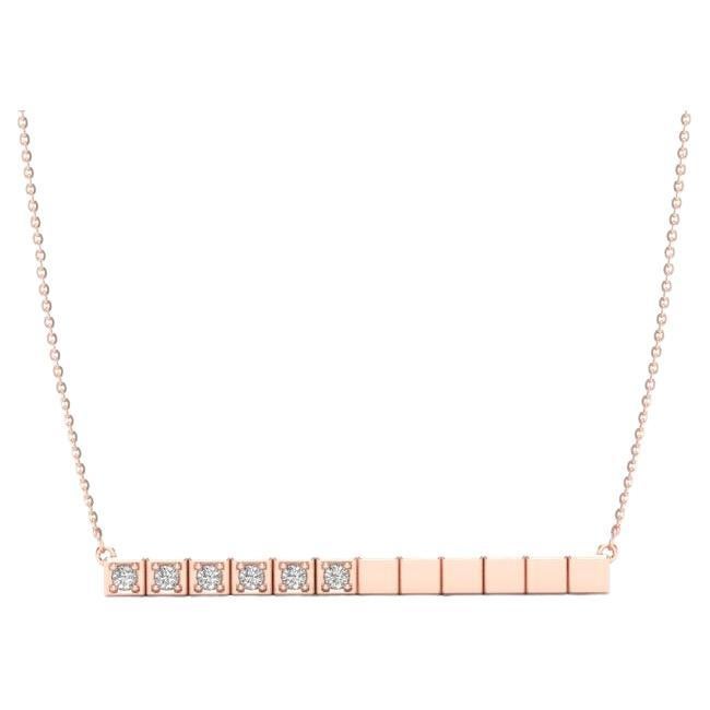 14K Rose Gold Modern Bar Diamond Pendant Necklace