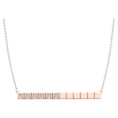 14K Rose Gold Modern Bar Diamond Pendant Necklace