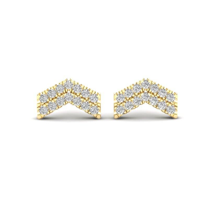 14K Rose Gold Modern Chevron Pave Set Studs Diamond Earring For Sale 2