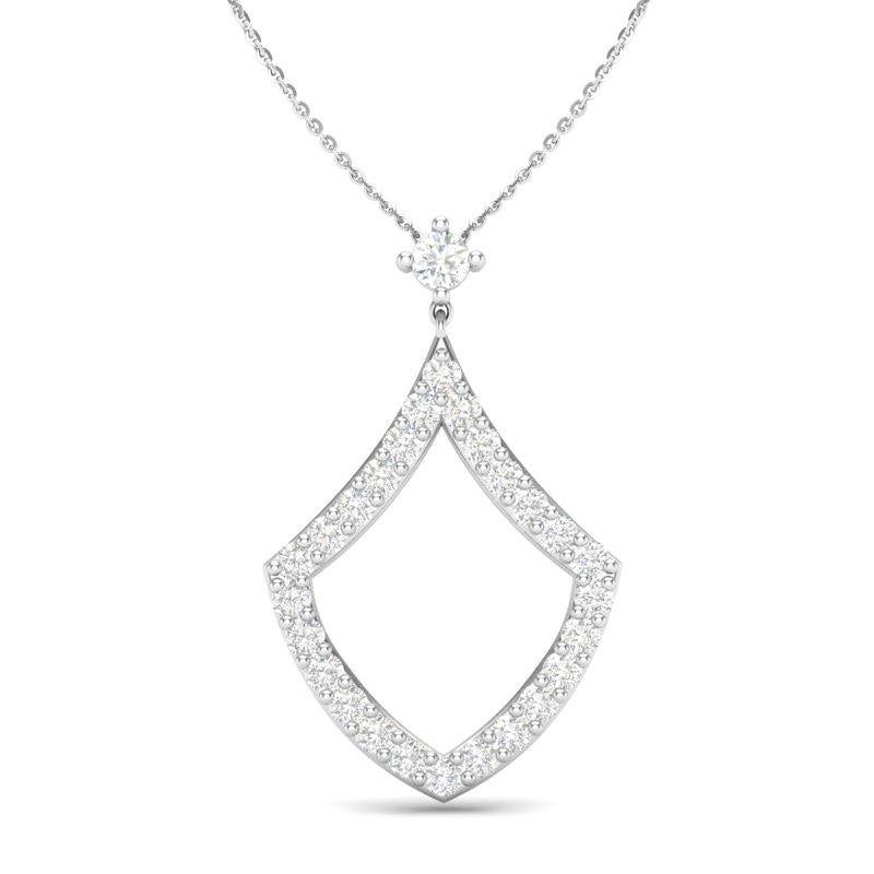 Round Cut 14K Rose Gold Modern Geometric Diamond Pendant Necklace For Sale