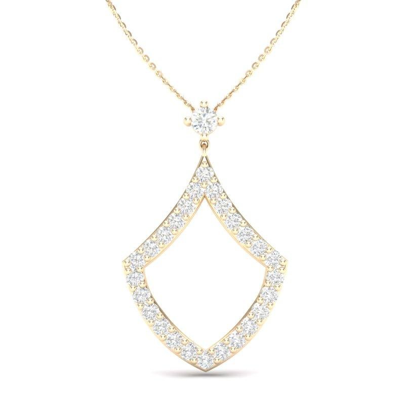 14K Rose Gold Modern Geometric Diamond Pendant Necklace In New Condition For Sale In Los Angeles, CA