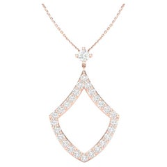 Collier en or rose 14K avec pendentif géométrique en diamant moderne