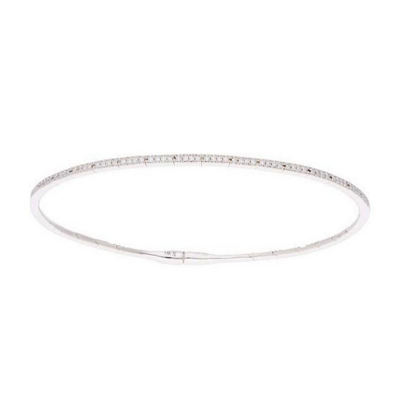 Modern 14K Rose Gold Moonlight Collection Bangle with 0.25 Carat Round Diamonds For Sale