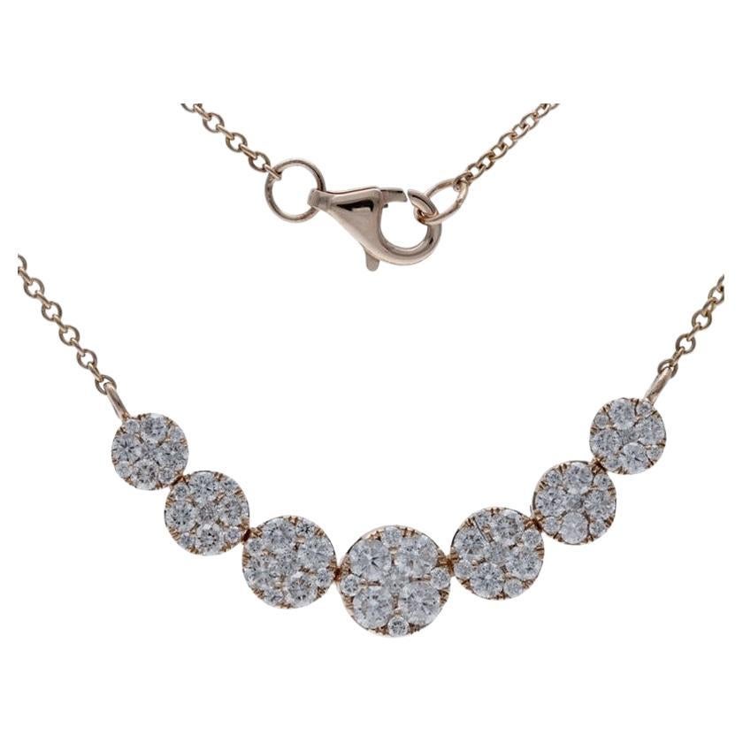14K Roségold Moonlight Kollektion Runde Cluster-Halskette - 1,25 Karat Diamanten