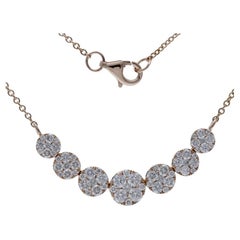 14K Roségold Moonlight Kollektion Runde Cluster-Halskette - 1,25 Karat Diamanten