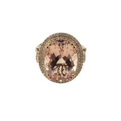14K Rose Gold Morganite and Diamond Ring Size 7.25 #22762