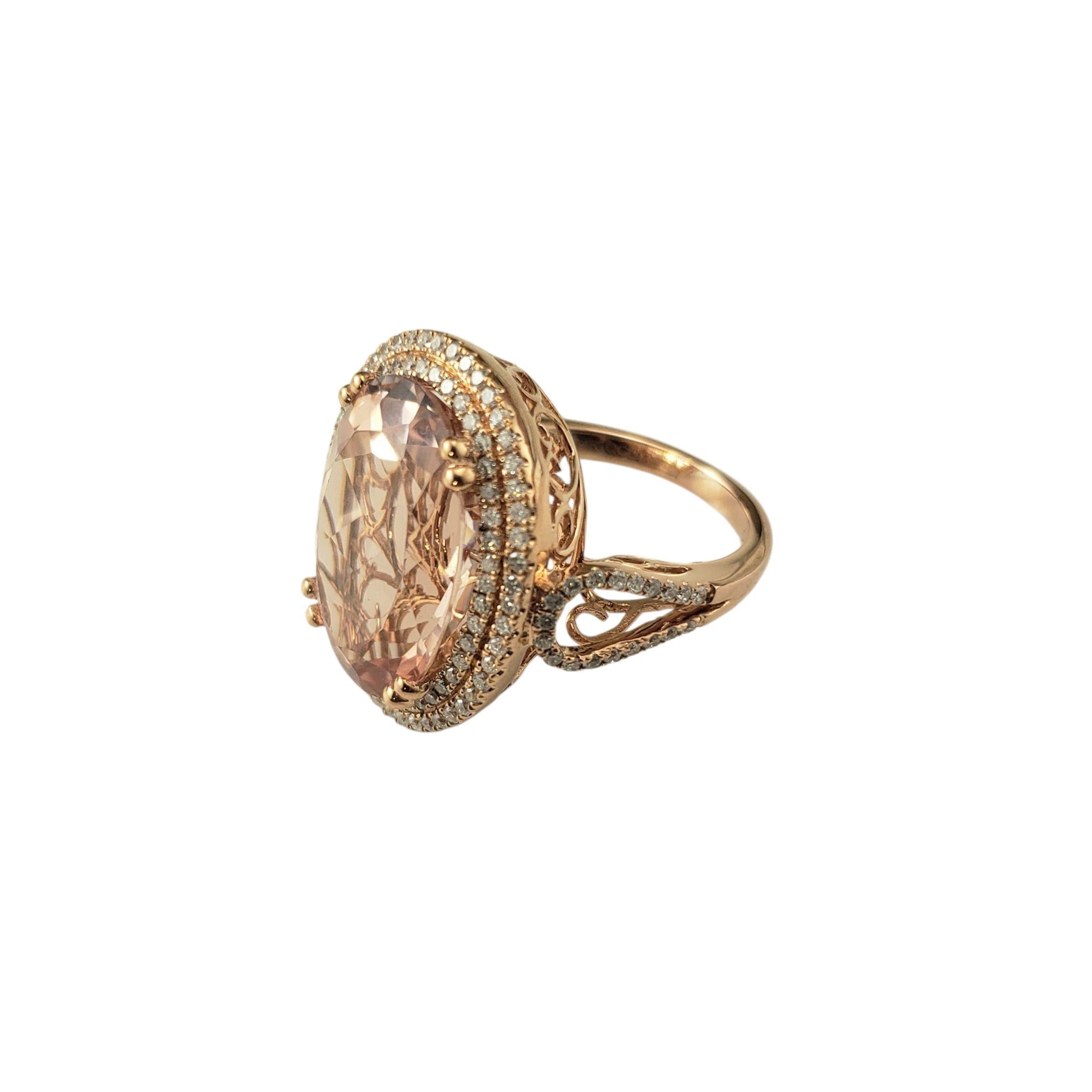 14K Rose Gold Morganit und Diamant Ring Größe 7,25 #22762 (Ovalschliff) im Angebot