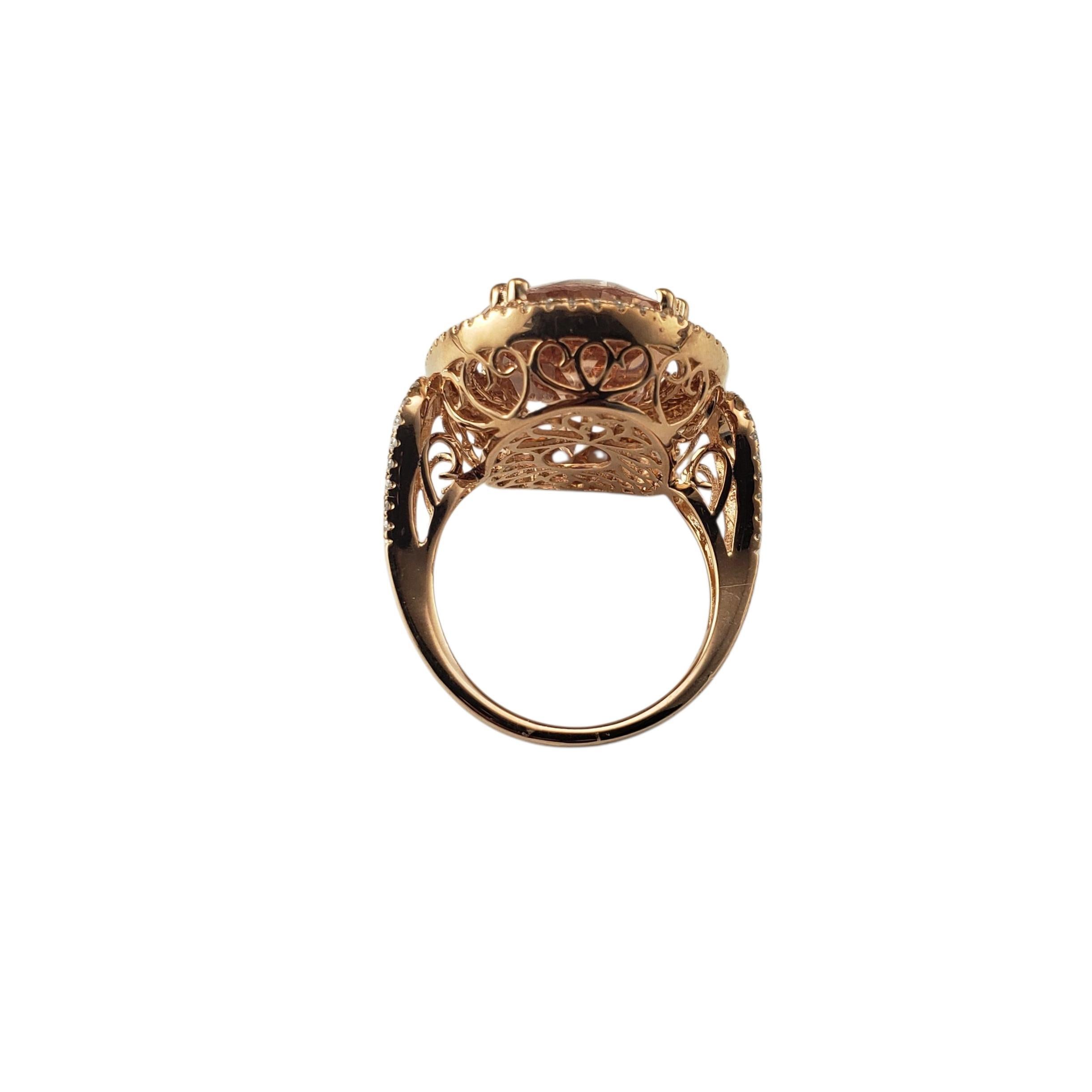 14K Rose Gold Morganit und Diamant Ring Größe 7,25 #22762 im Zustand „Gut“ im Angebot in Washington Depot, CT
