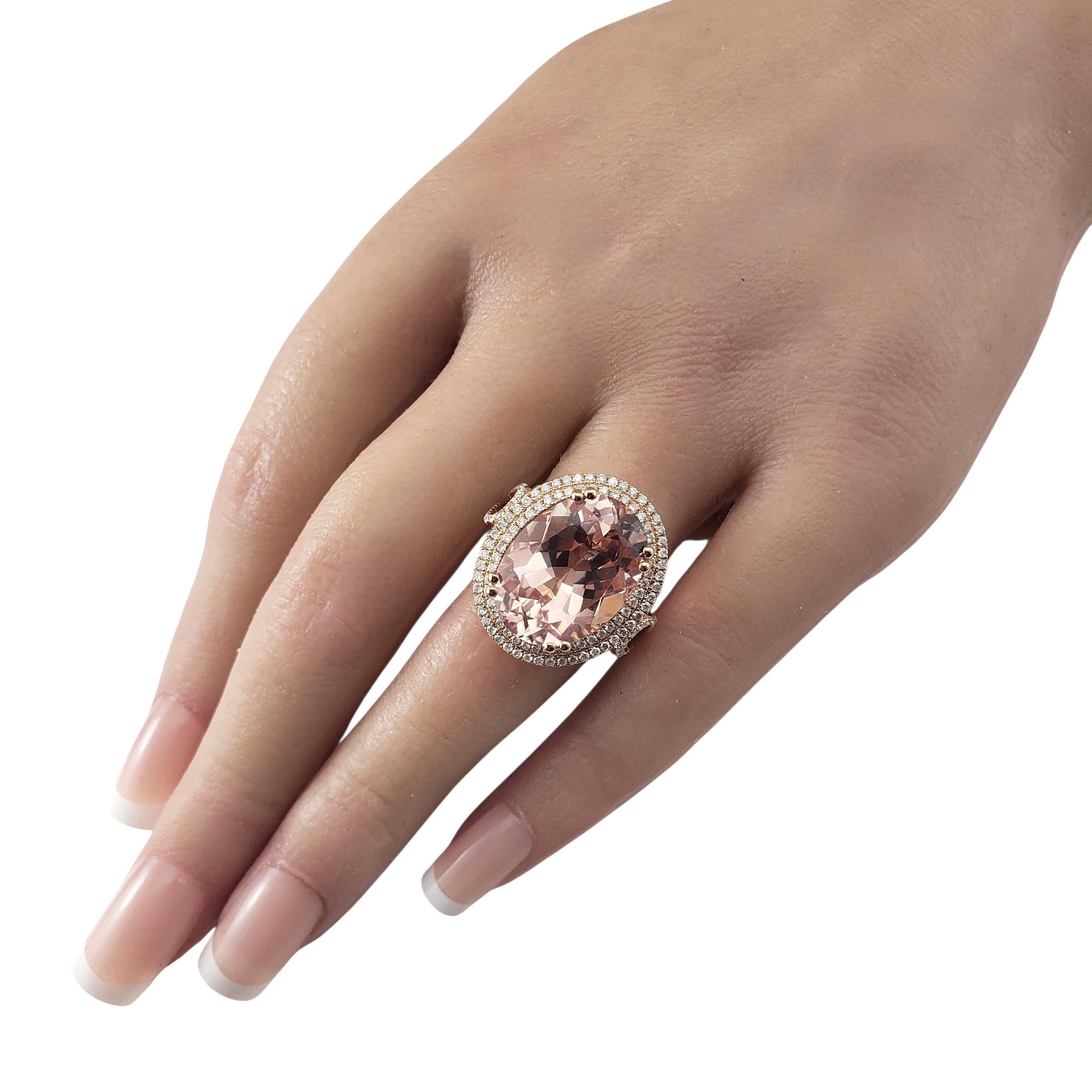 14K Rose Gold Morganit und Diamant Ring Größe 7,25 #22762 im Angebot 1