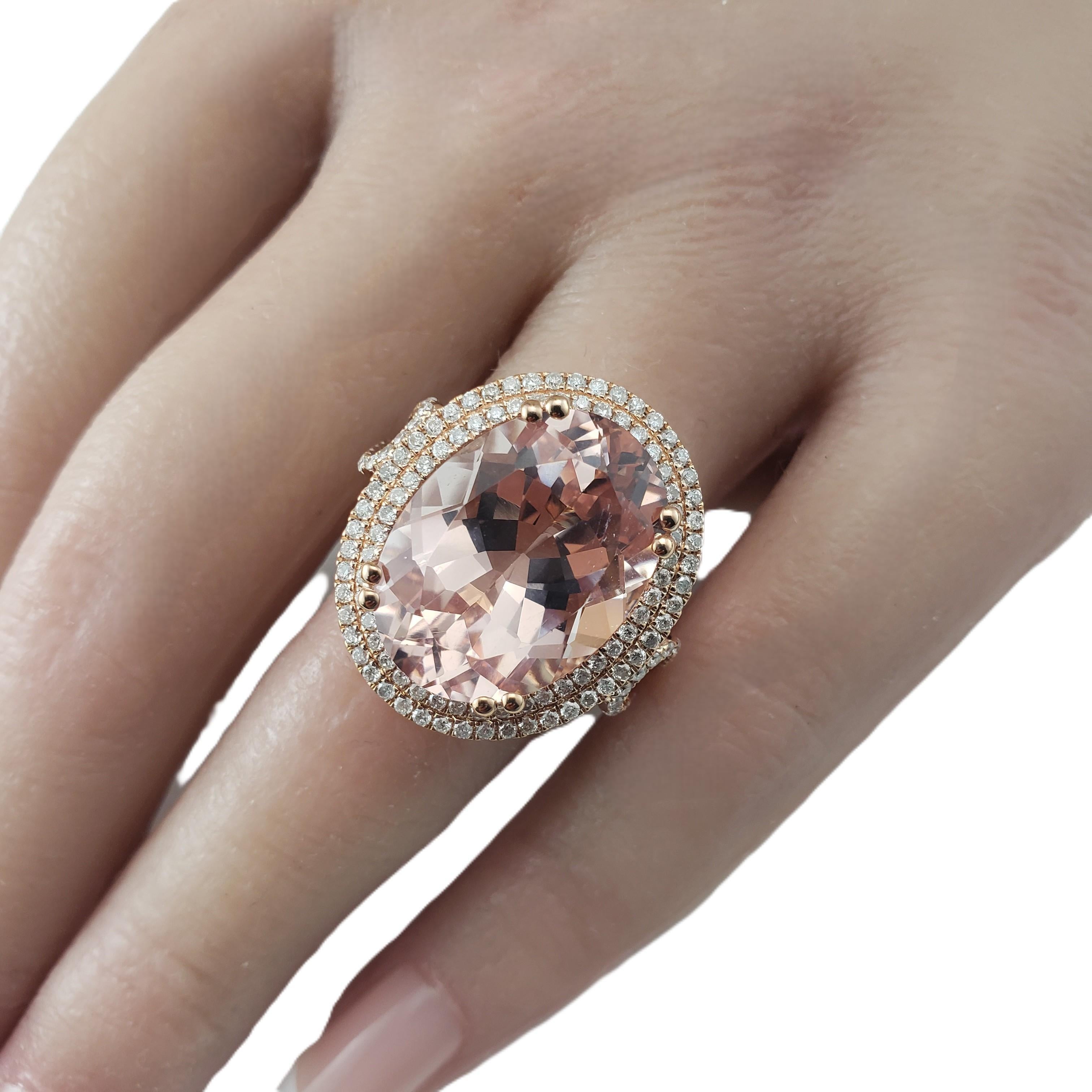 14K Rose Gold Morganit und Diamant Ring Größe 7,25 #22762 im Angebot 2