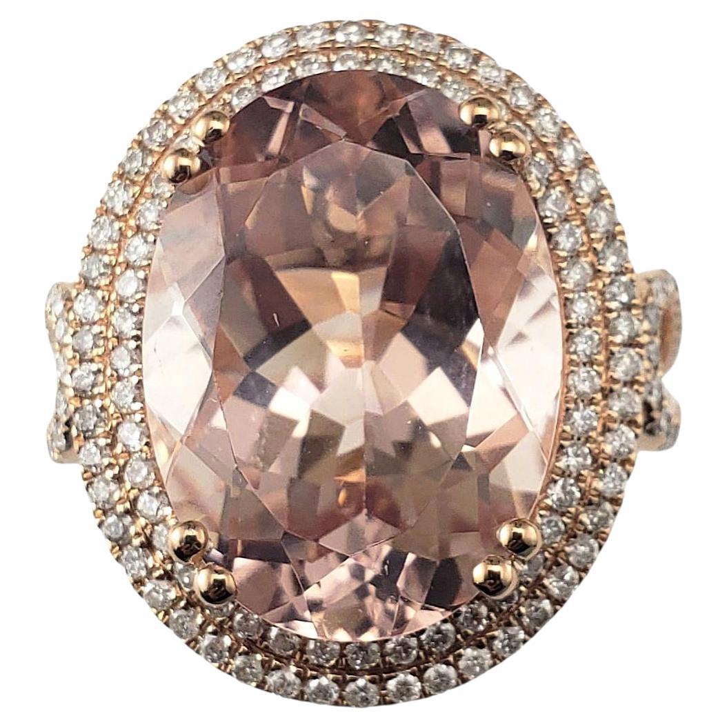 14K Rose Gold Morganit und Diamant Ring Größe 7,25 #22762