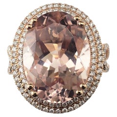 14K Rose Gold Morganit und Diamant Ring Größe 7,25 #22762
