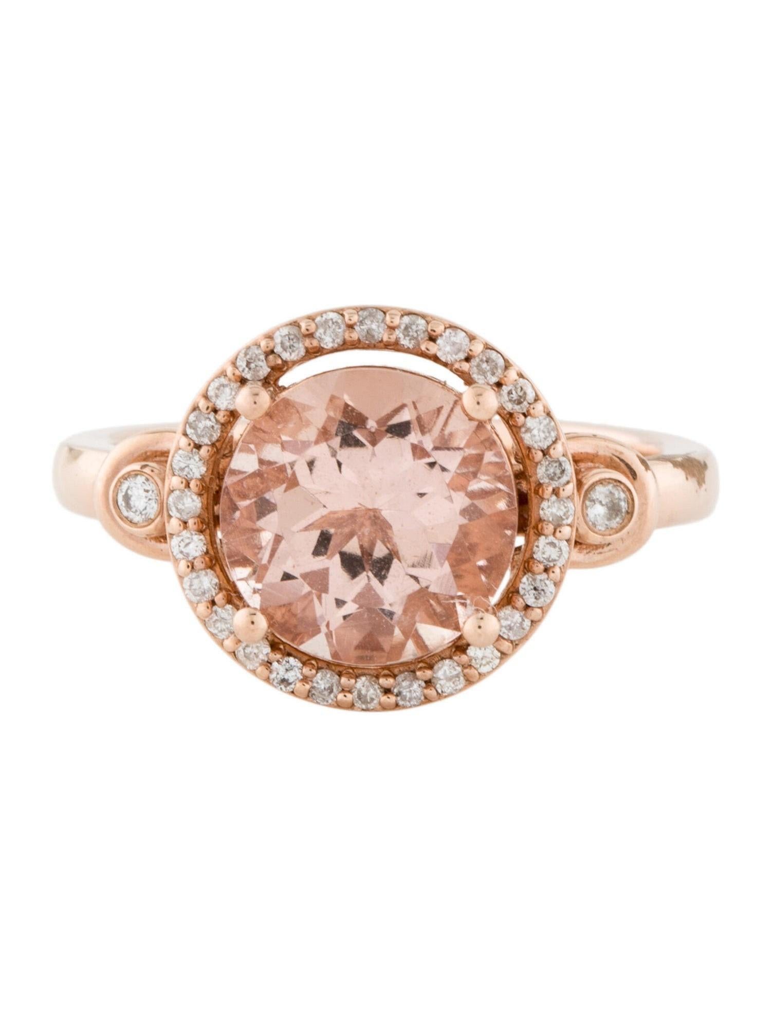 Contemporary 14K Rose Gold Morganite & Diamond Cocktail Ring