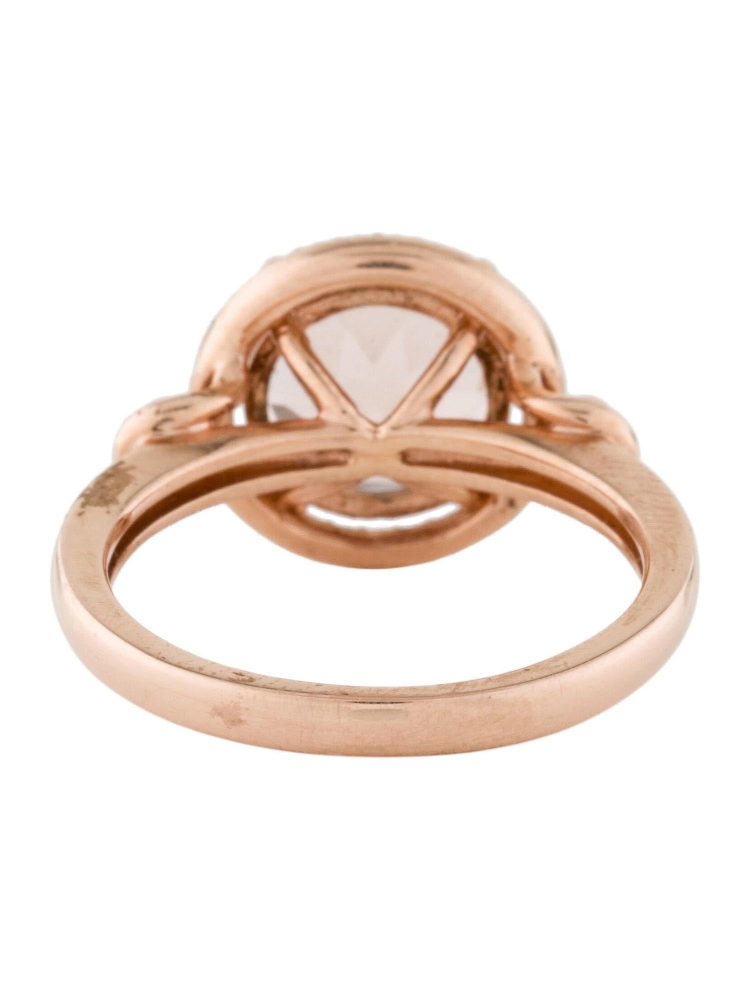Round Cut 14K Rose Gold Morganite & Diamond Cocktail Ring For Sale