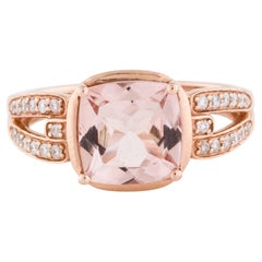 14K Rose Gold Morganite & Diamond Cocktail Ring