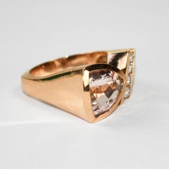 Bague en or rose 14K Morganite et diamant 12.5g