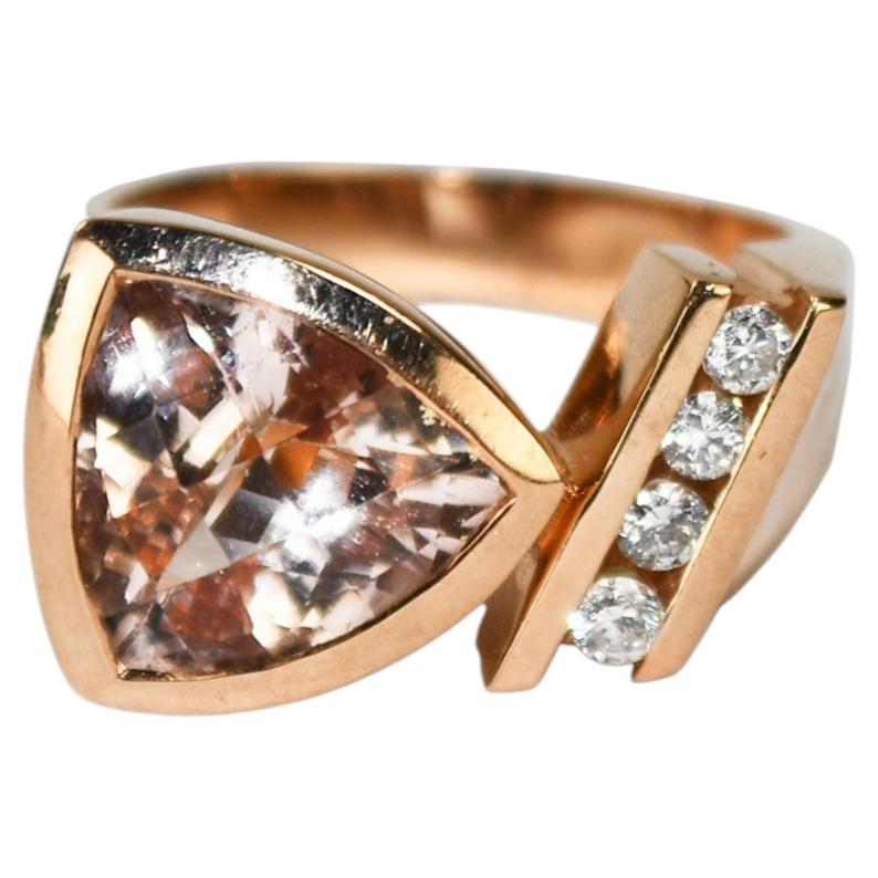 14K Rose Gold Morganite & Diamond Ring 12.5g