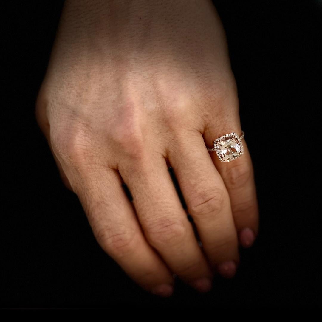 14K Rose Gold Morganite Halo Diamond Wedding Ring 2