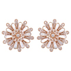 14k Rose Gold Perlmutt Diamant Floral HRD zertifiziert Ohrstecker