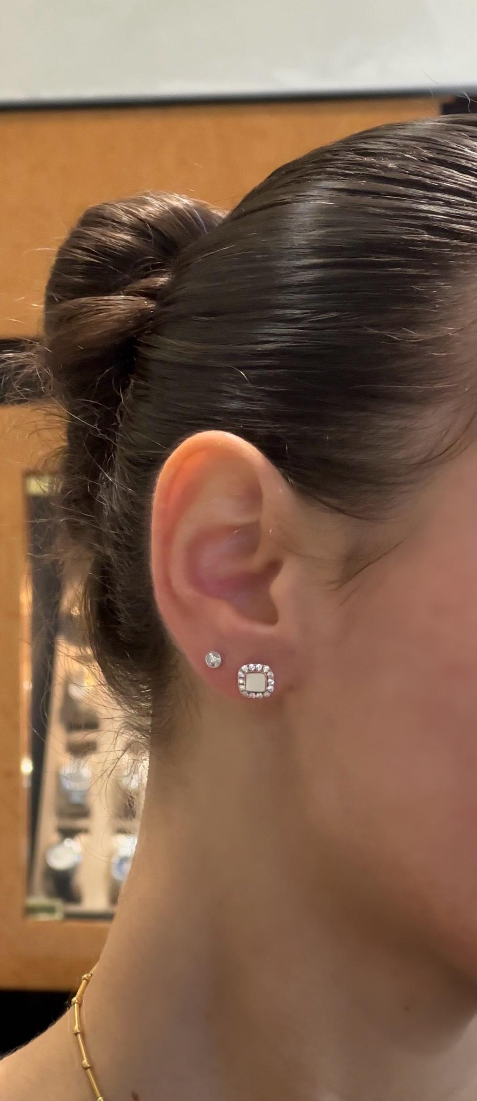 14K Roségold Perlmutt- und Diamant-Ohrstecker im Zustand „Neu“ im Angebot in New York, NY