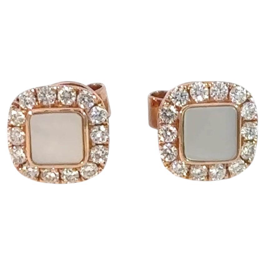Borchie con madreperla e diamanti in oro rosa 14K
