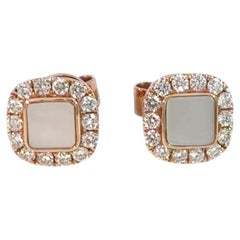 14K Roségold Perlmutt- und Diamant-Ohrstecker