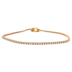 14K Rose Gold Natural 1.0 Carat Round Brilliant Diamond Tennis Bracelet En Stock