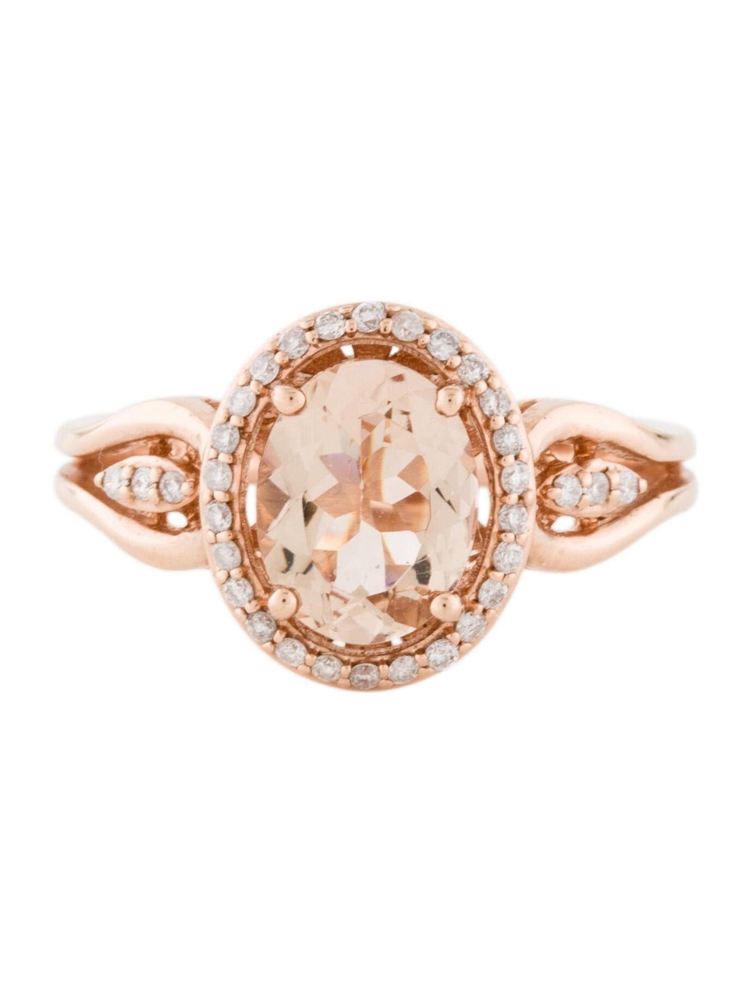 Contemporary 14K Rose Gold Natural 1.54Ct Morganite Oval Ring For Sale