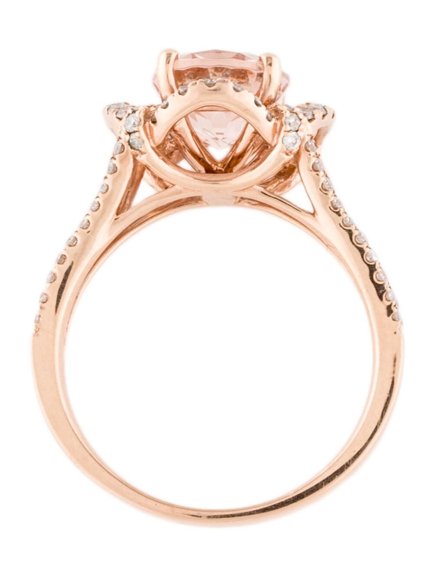 14K Rose Gold Natural 2.37 Ct Morganite Royal Ring In New Condition For Sale In New York, NY