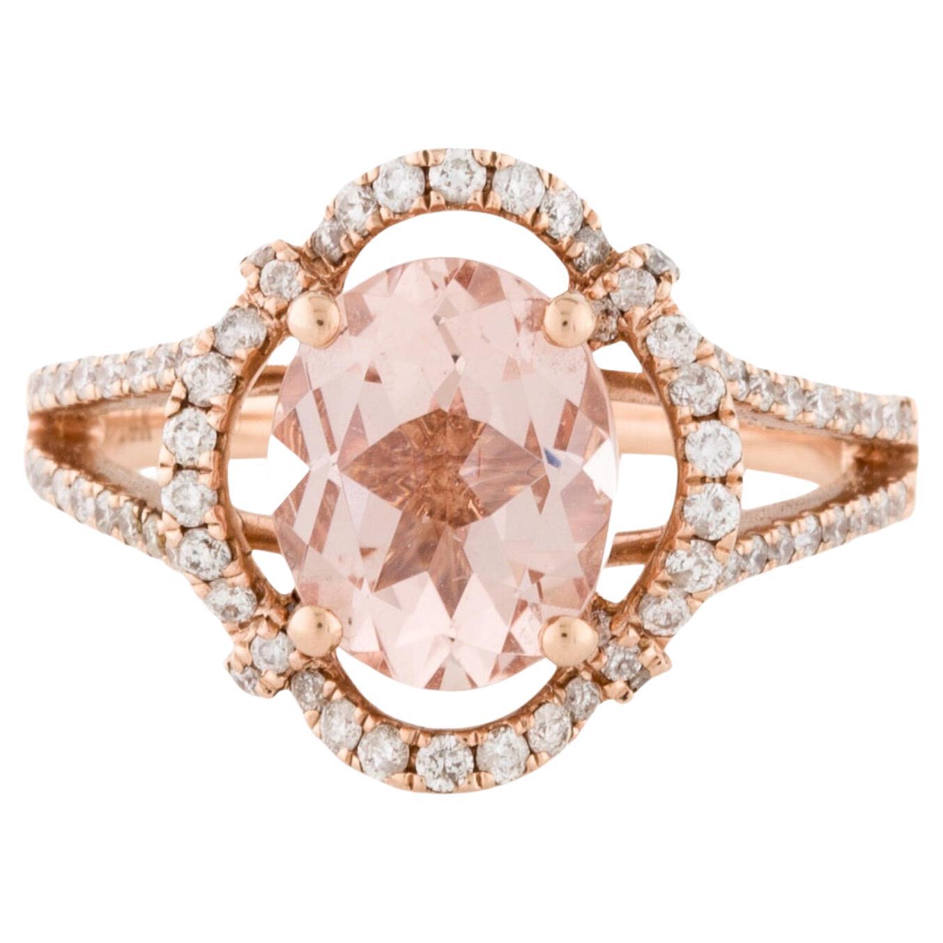 14K Rose Gold Natural 2.37 Ct Morganite Royal Ring