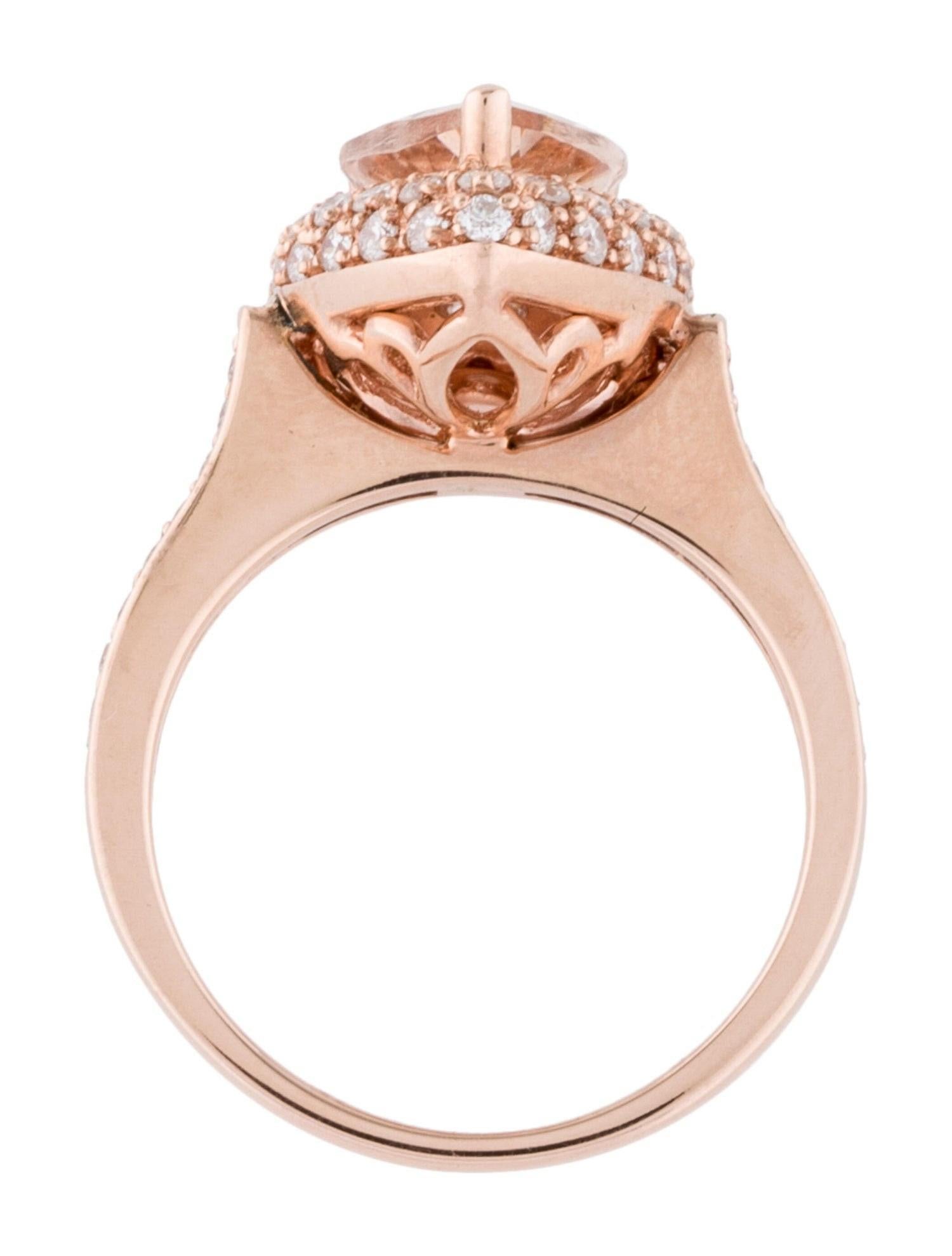 Contemporary 14K Rose Gold Natural 2.38 Ct Morganite Pear Shape Cocktail Ring For Sale