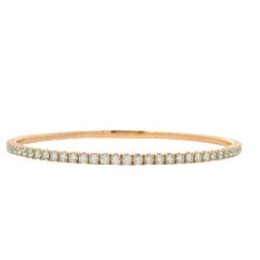 14K Rose Gold Natural 2.43ct Round Brilliant Diamond Flexible Bangle Bracelet
