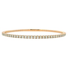 14K Rose Gold Natural 2.43ct Round Brilliant Diamond Flexible Bangle Bracelet