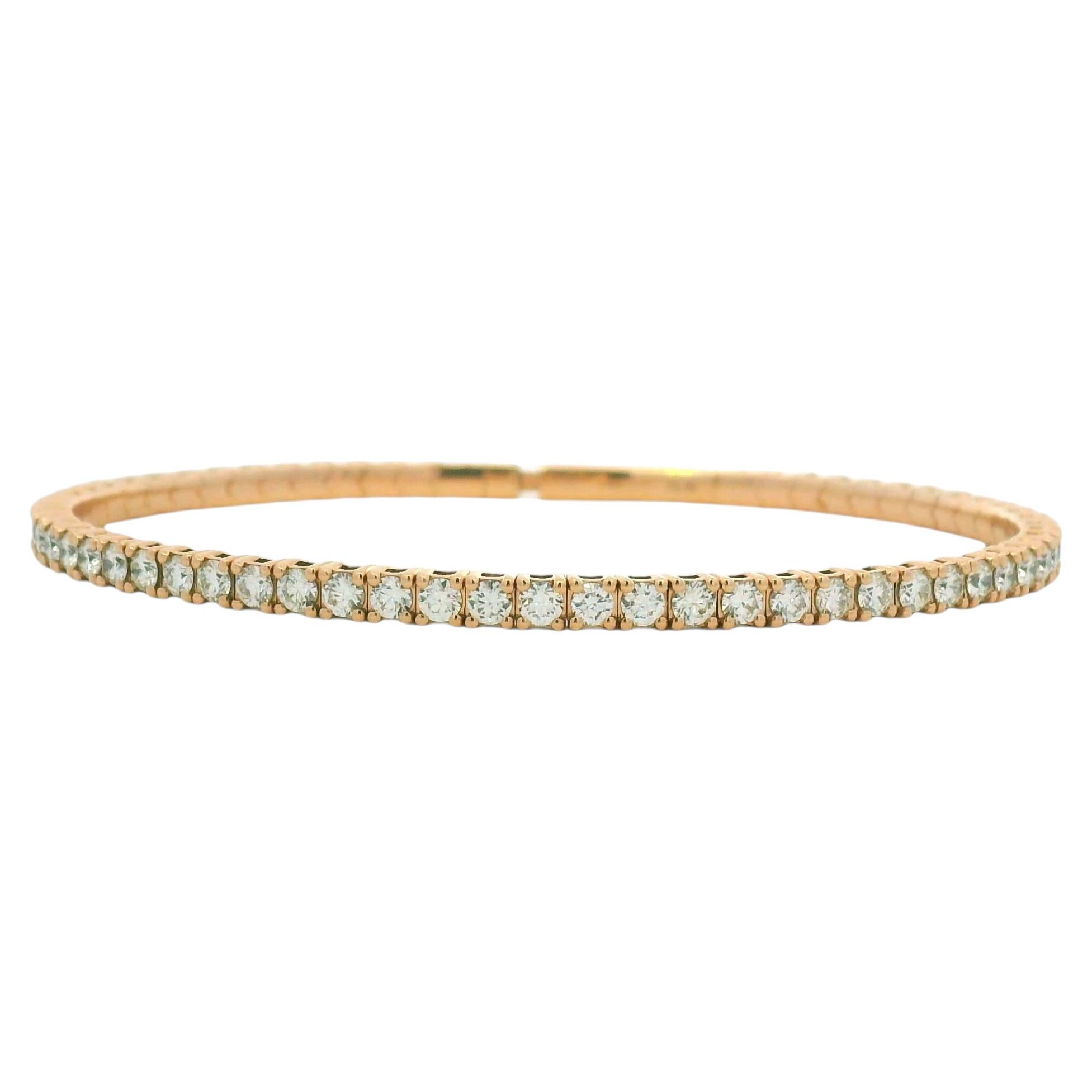 Bracelet de tennis en or rose 14K Nature 2.81 carats diamant rond brillant