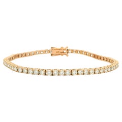 14K Rose Gold Natural 3.8ct Round Brilliant Cut Diamond Tennis Bracelet En Stock
