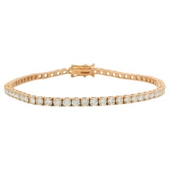 14K Rose Gold Natürliche 4,3ct Runde Brillantschliff Diamant-Tennis-Armband Auf Lager