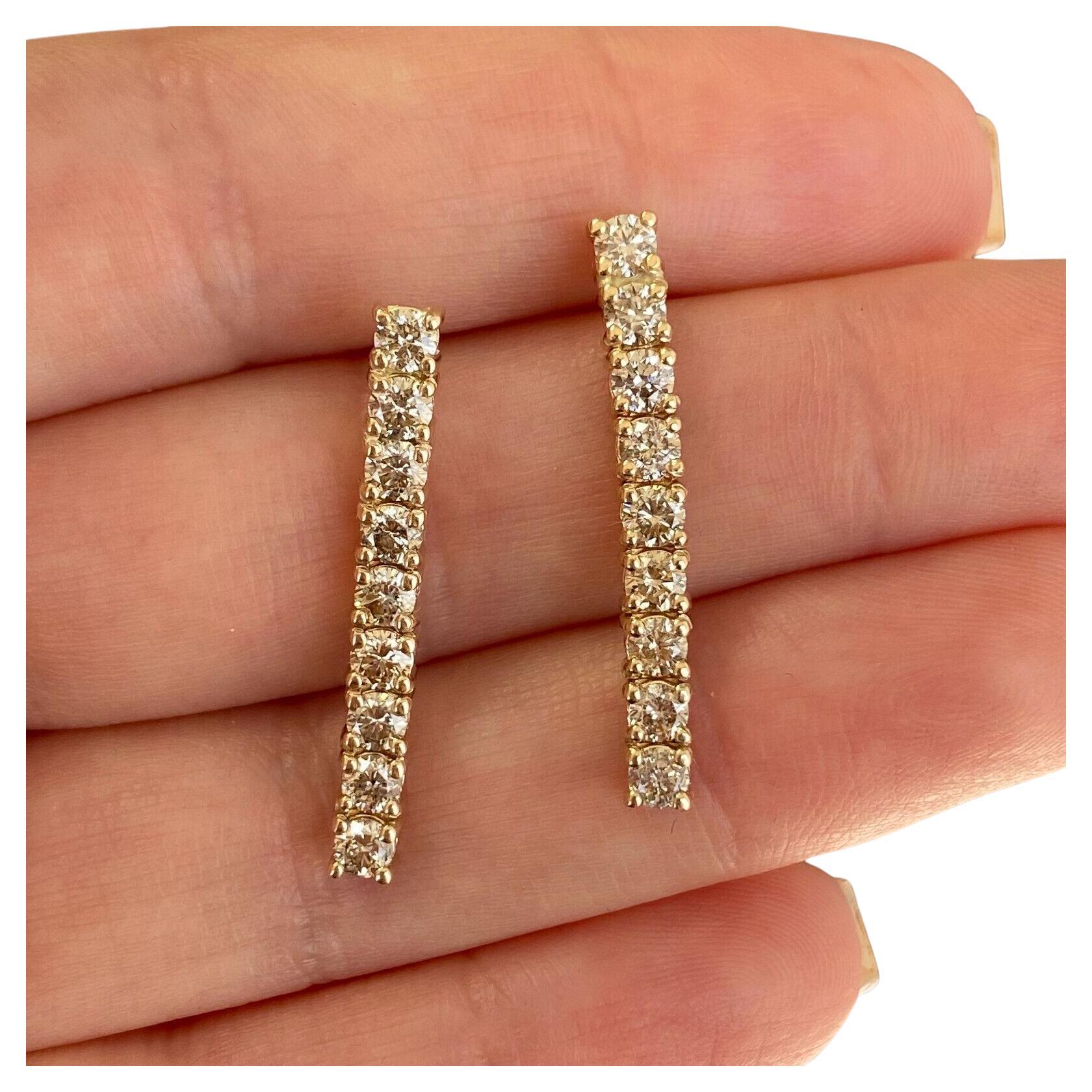 14k rose gold natural brown diamond dangle earrings 