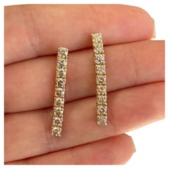 Pendants d'oreilles en or rose 14k avec diamants bruns naturels 