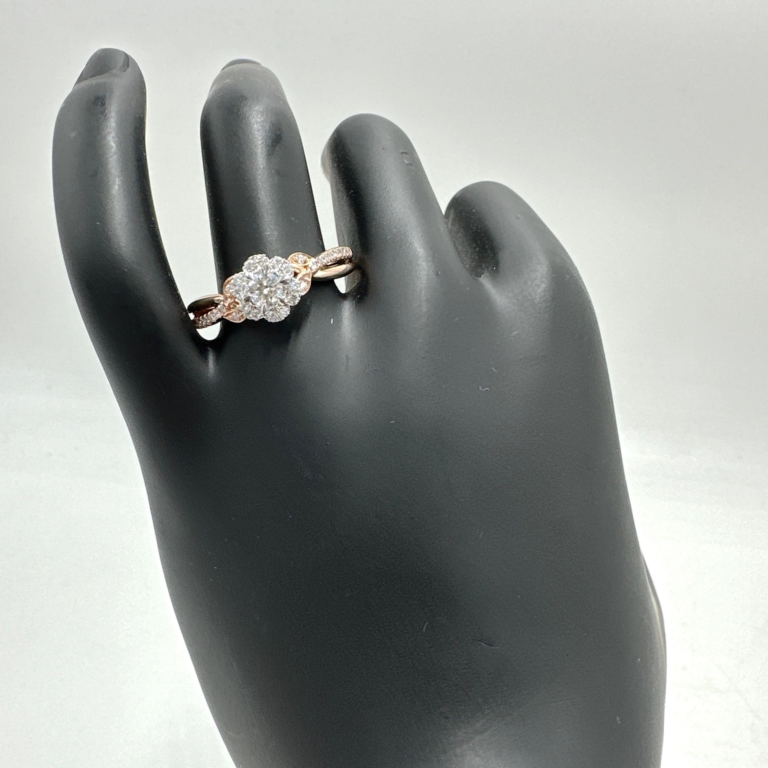 14k Roségold Natürlicher Diamant-Cluster-Ring 0,52TCW Damen