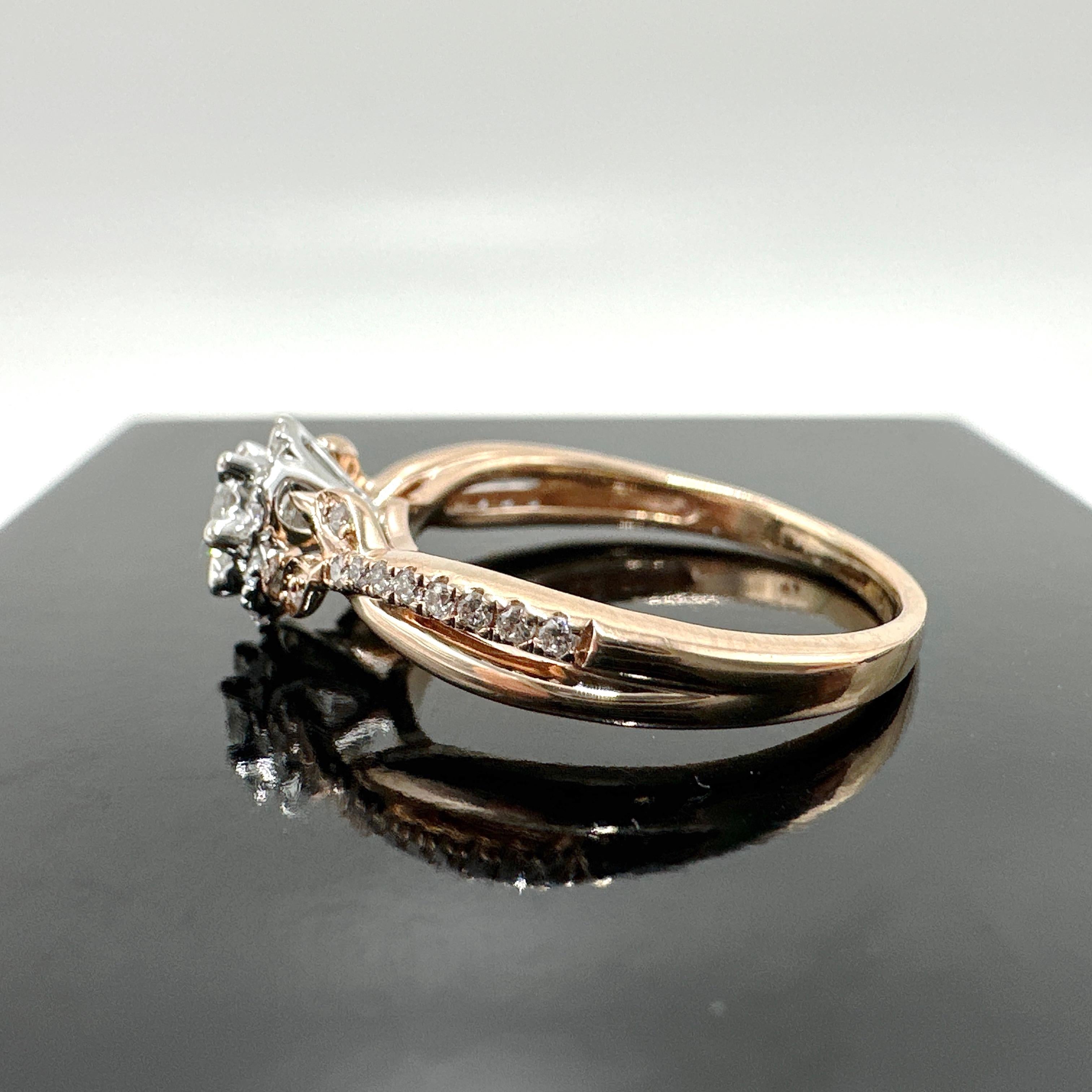 14k Roségold Natürlicher Diamant-Cluster-Ring 0,52TCW 2