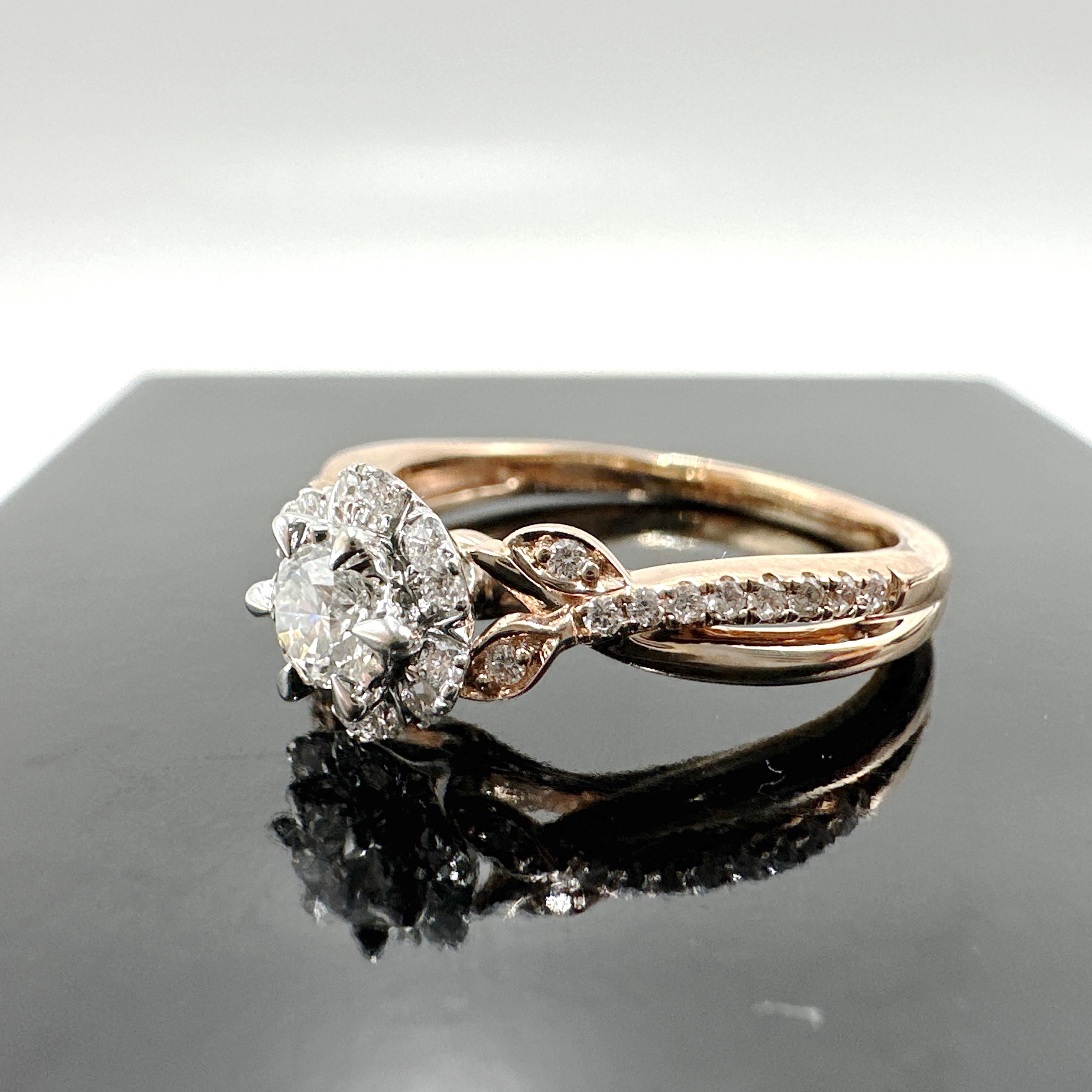 14k Roségold Natürlicher Diamant-Cluster-Ring 0,52TCW 3