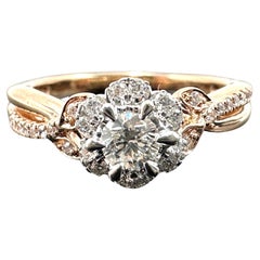 14k Rose Gold Natural Diamond Cluster Ring 0.52TCW