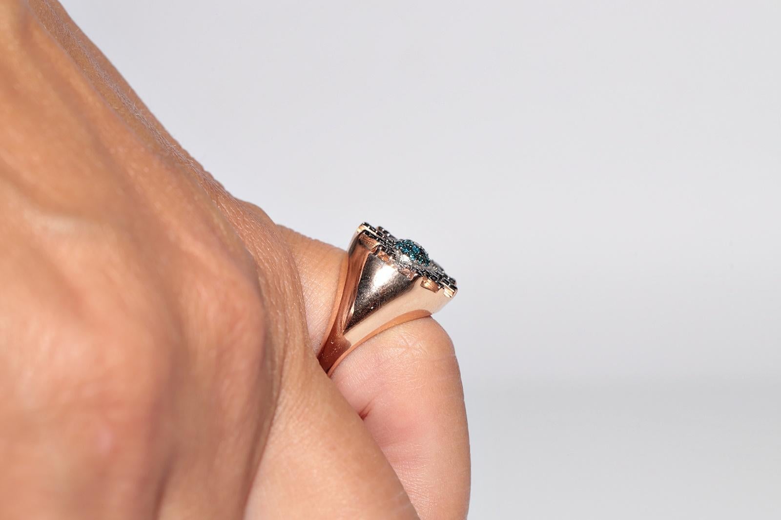 14k Rose Gold Natural Diamond Decorated Eye Style Ring For Sale 8
