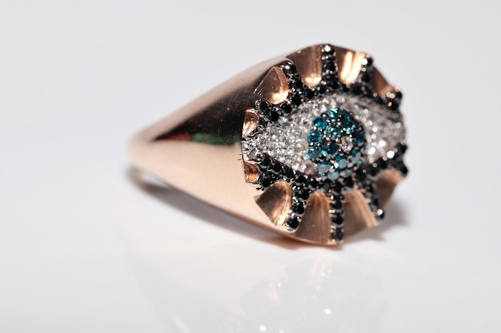 14k Rose Gold Natural Diamond Decorated Eye Style Ring In Good Condition For Sale In Fatih/İstanbul, 34