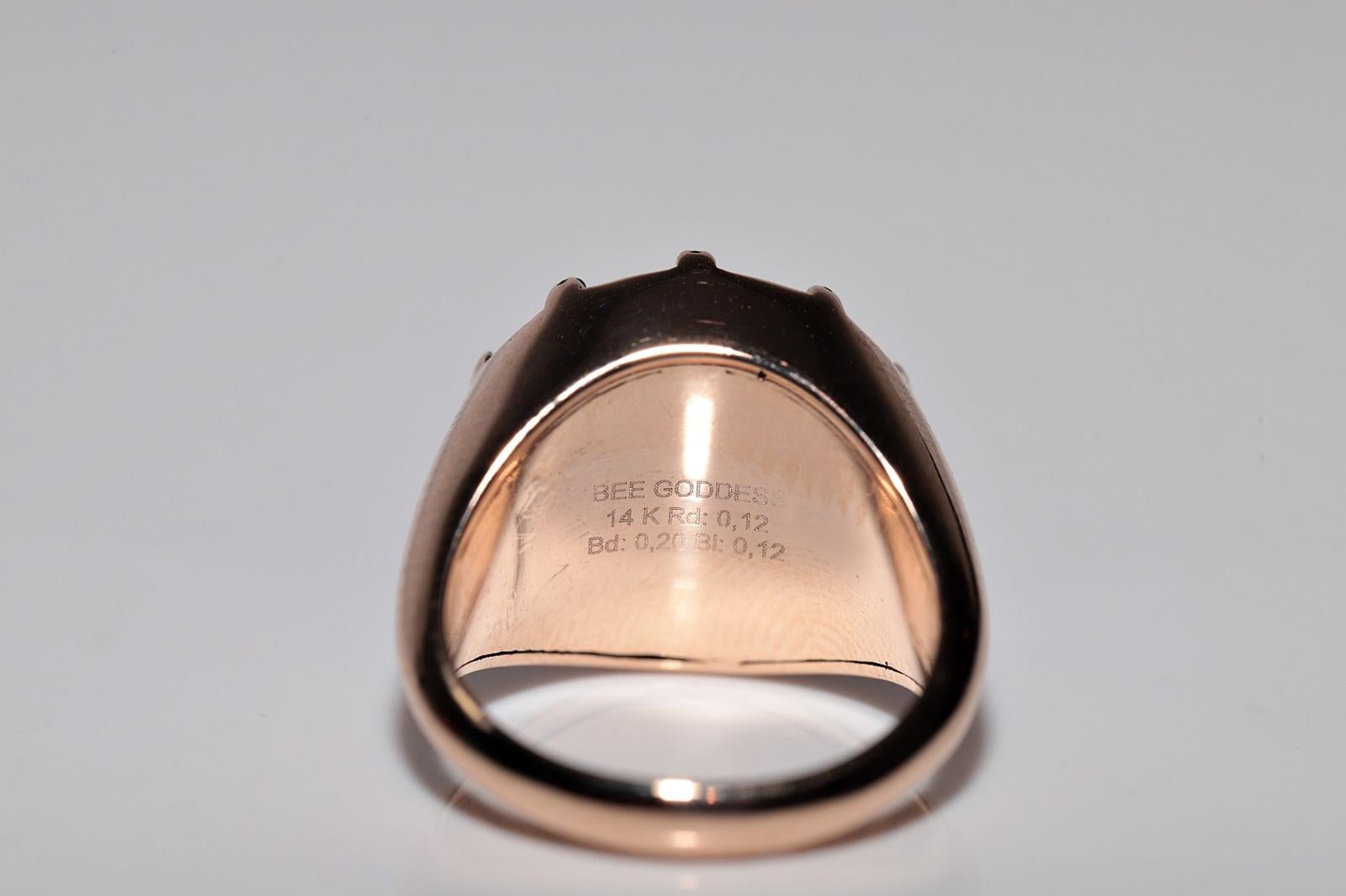 14k Rose Gold Natural Diamond Decorated Eye Style Ring For Sale 1