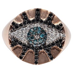 14k Rose Gold Natural Diamond Decorated Eye Style Ring