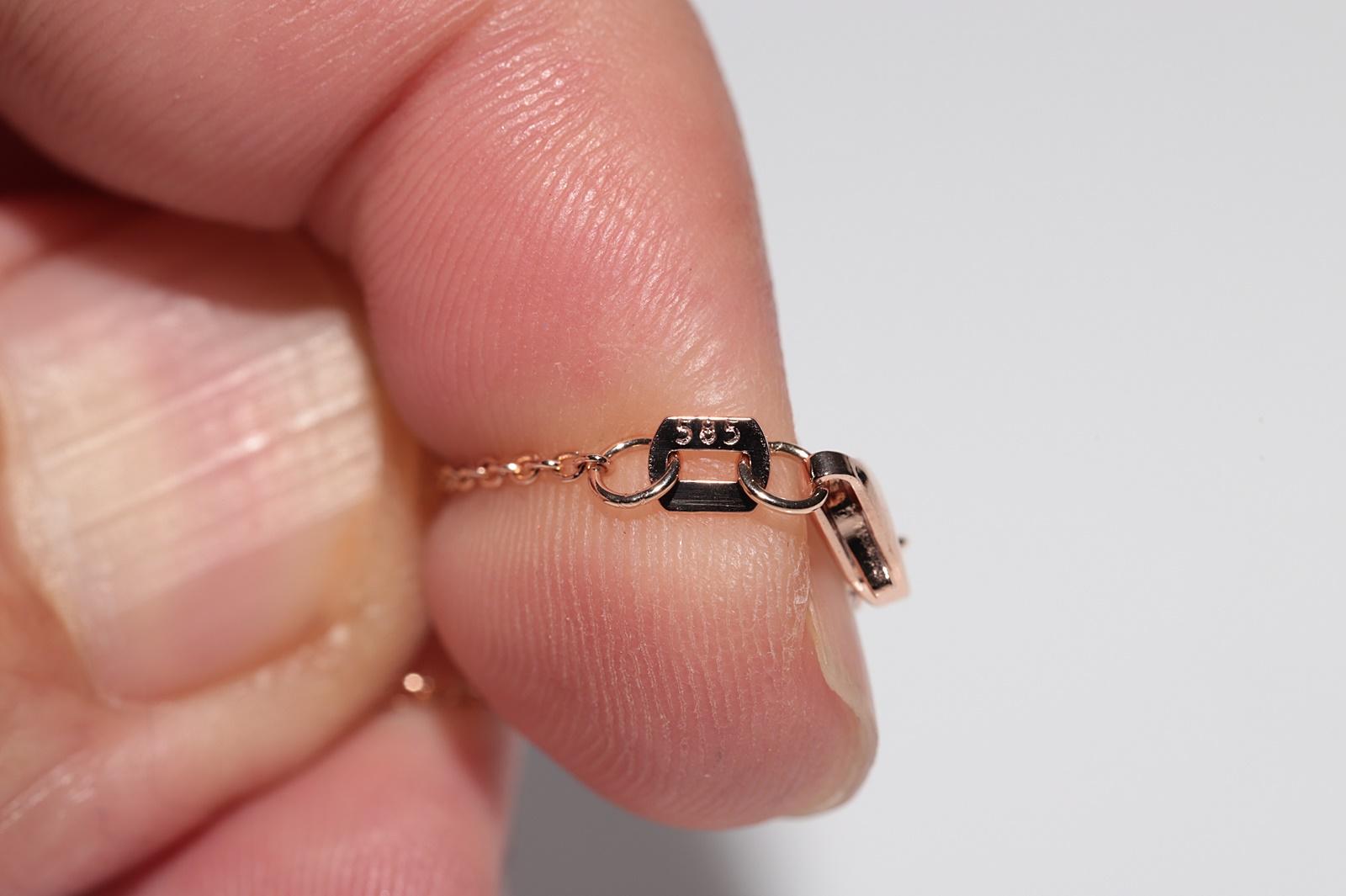 14k Rose Gold Natural Diamond Decorated Heart Pendant Necklace For Sale 4