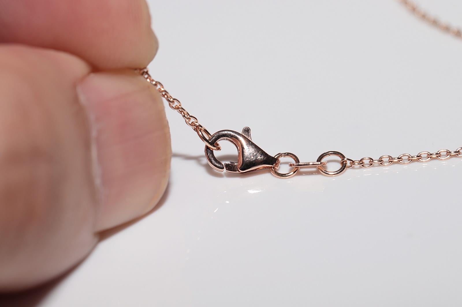 14k Rose Gold Natural Diamond Decorated Heart Pendant Necklace For Sale 7
